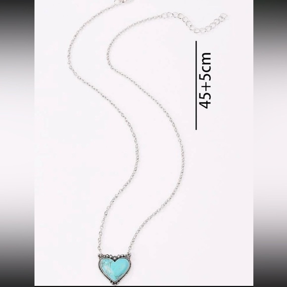 Turquoise Heart Pendant Necklace - Picture 3 of 3